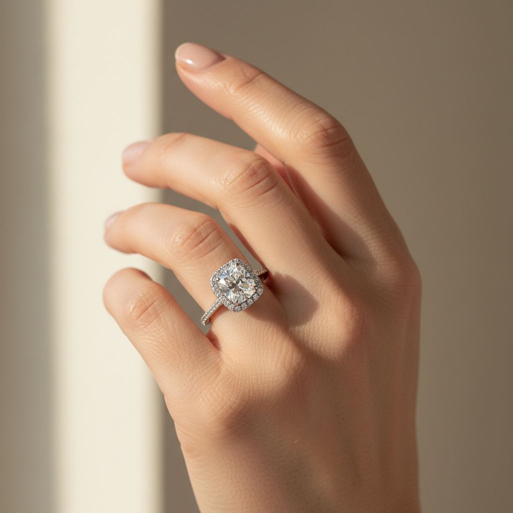 The Bianca — 1.90ct Cushion Halo